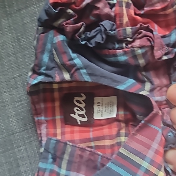 Sz 12-18 Tea Collection Plaid Ruffled Romper - Picture 2 of 5